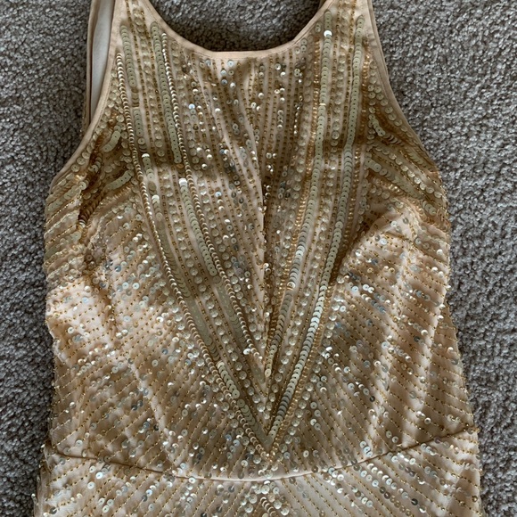 NWT Aidan mattox light gold sequin gown - Picture 5 of 10